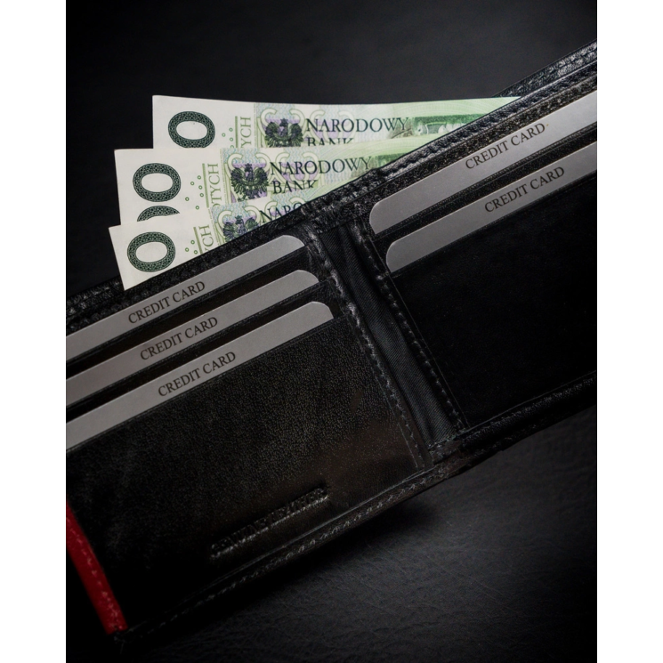RFID bőr pénztárca ROVICKY 1540-03-BOR Fekete+piros