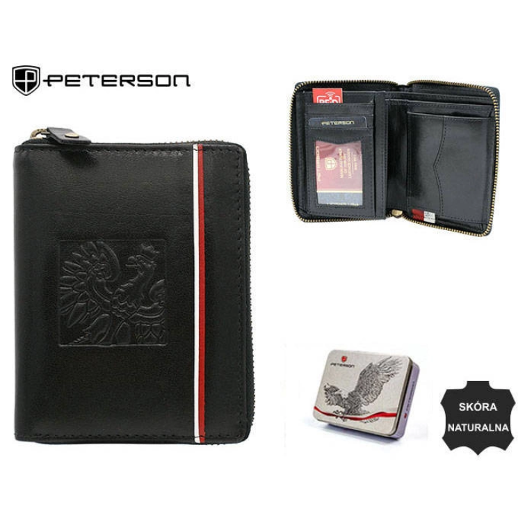 Peterson bőr pénztárca PTN 340P-02 FEKETE