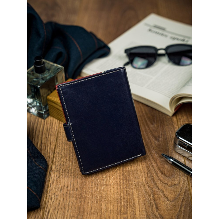 RFID bőr pénztárca ROVICKY 331L-RBA-D NAVY-RED