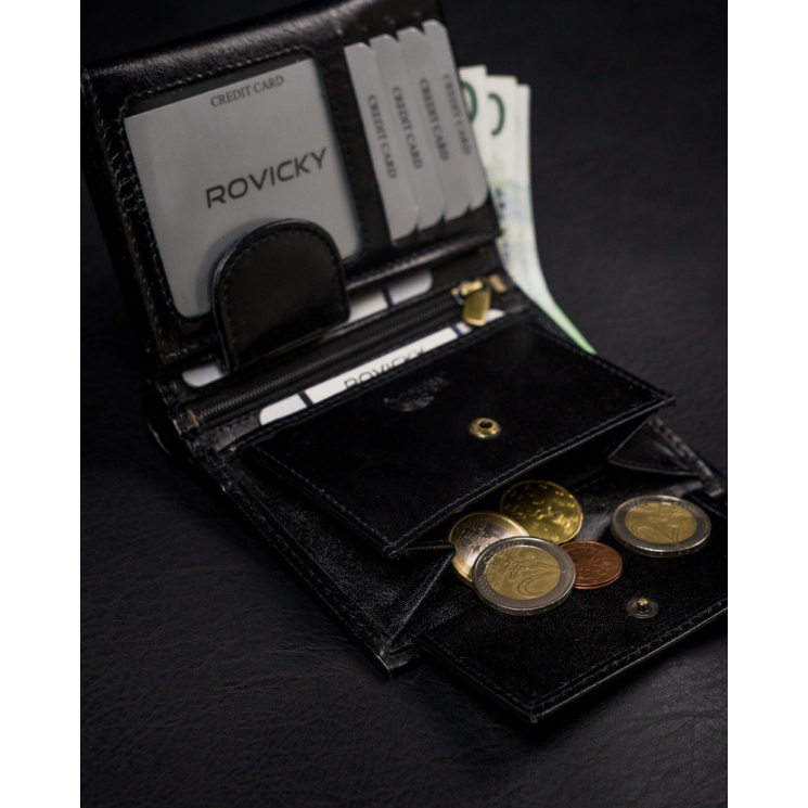 RFID bőrtárca ROVICKY 1502-03-BOR Fekete+piros