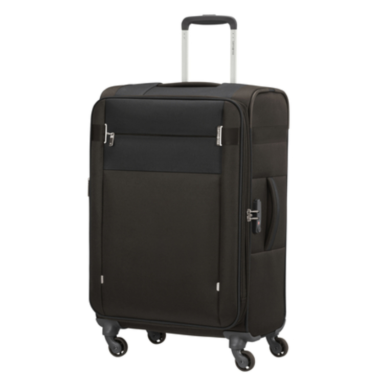 Samsonite Citybeat bővíthető spinner bőrönd közepes méret 66 cm Black