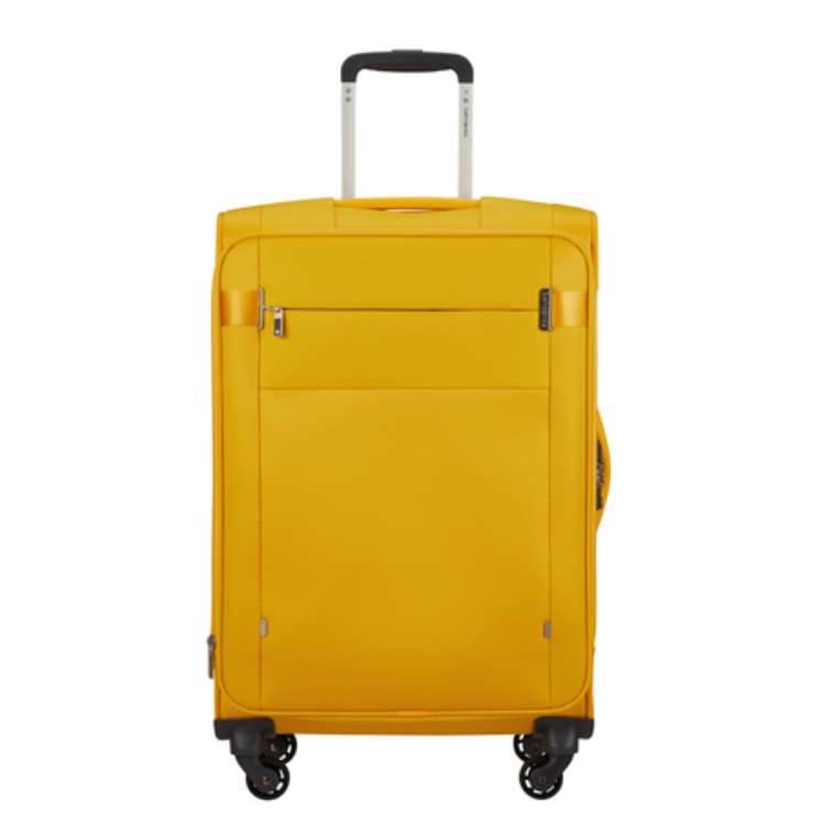 Samsonite Citybeat bővíthető spinner bőrönd közepes méret 66 cm GoldenYellow