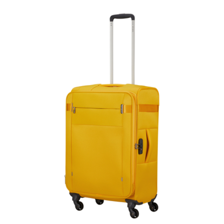 Samsonite Citybeat bővíthető spinner bőrönd közepes méret 66 cm GoldenYellow
