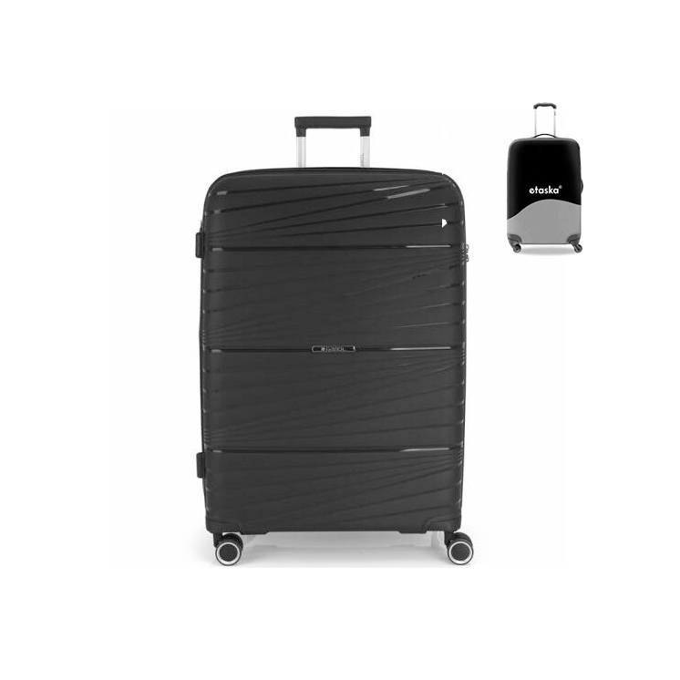 Gabol bőrönd nagy méret GA-1220L Black ajándék bőröndhuzattal