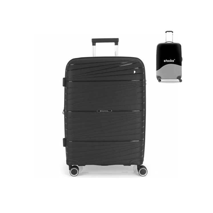 Gabol bőrönd közép méret GA-1220M Black ajándék bőröndhuzattal