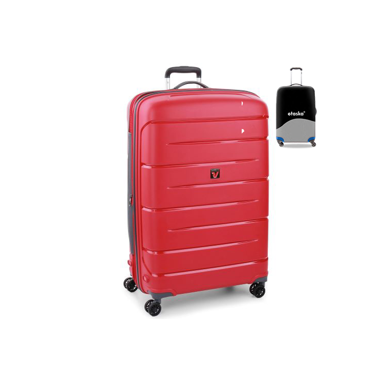 Roncato FLIGHT DLX Spinner Bőrönd R-3461 Piros ajándék bőröndhuzattal