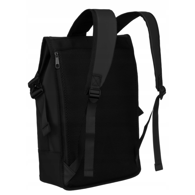 Vízálló többzsebes laptoptartós hátizsák fekete színben