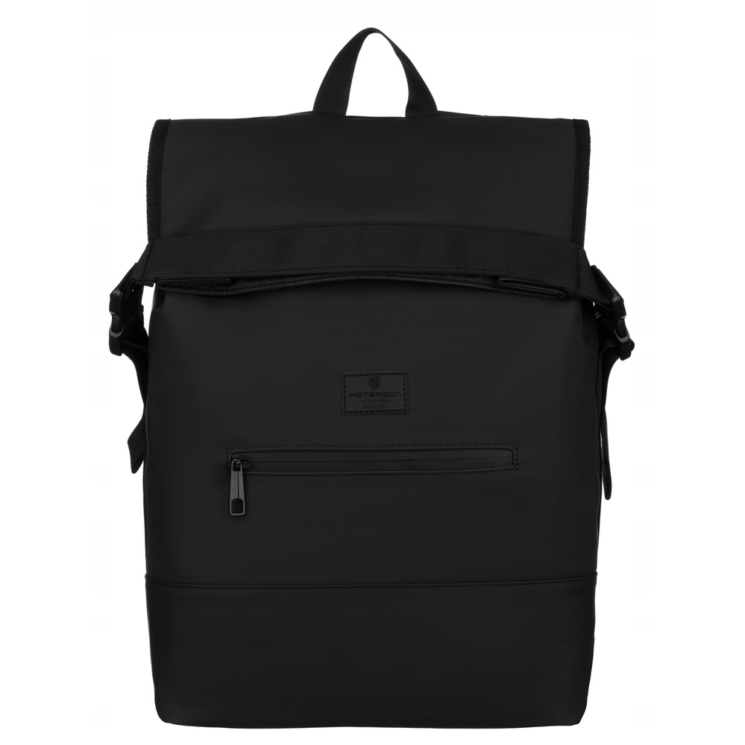 Vízálló többzsebes laptoptartós hátizsák fekete színben