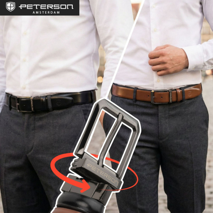 Peterson Elegáns férfi bőr pénztárca és öv Ajándékcsomag