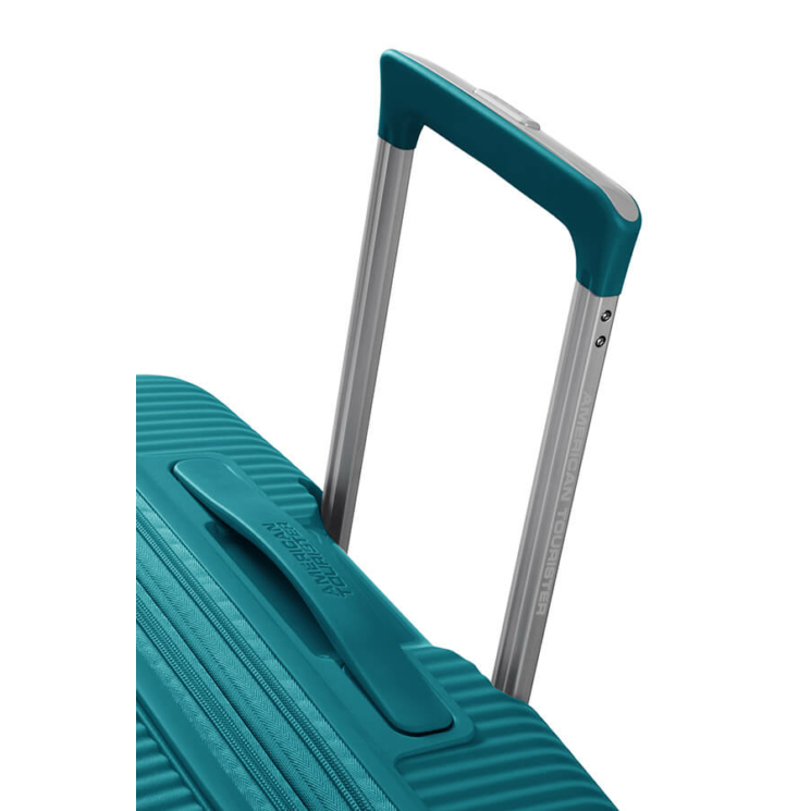 American Tourister Soundbox bővíthető Spinner bőrönd 55 fűzöld színben
