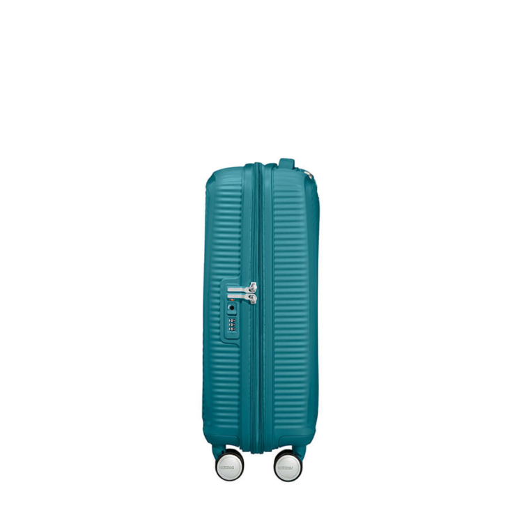 American Tourister Soundbox bővíthető Spinner bőrönd 55 fűzöld színben