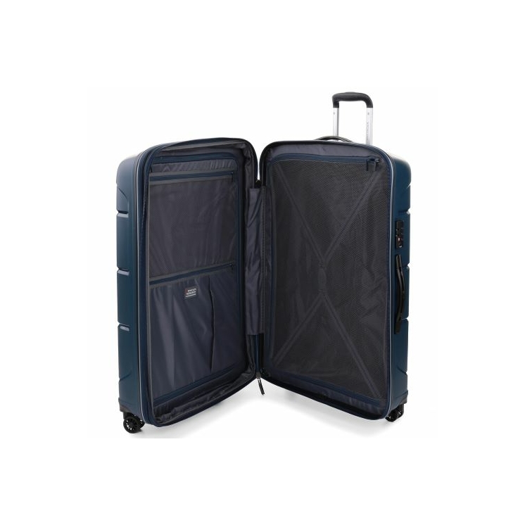 Roncato FLIGHT DLX Spinner Bőrönd R-3461 Sötétkék ajándék bőröndhuzattal