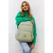 Tágas Sokzsebes Női hátizsák Világos zöld színben