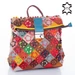 Virágmintás Valódi bőr női hátizsák Patchwork mintával